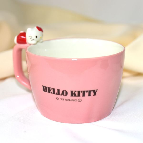 Sunart HelloKitty 趴著公仔漫畫陶瓷湯杯 300ml 