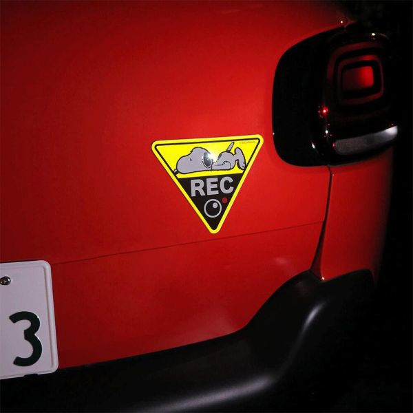 史努比 錄影中 車用標示反光磁鐵 