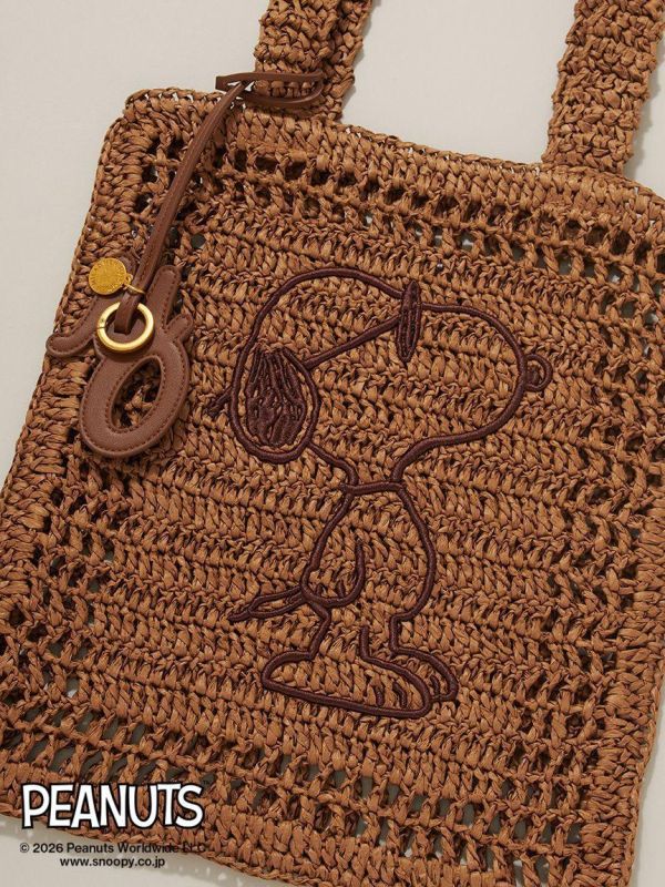 PEANUTS × Mila Owen 聯名｜Snoopy 立體刺繡編織托特包 