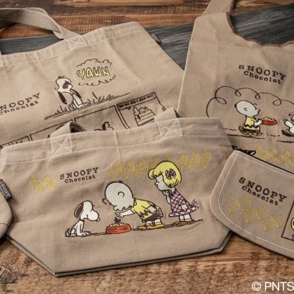 SNOOPY Chocolat 日本限定刺繡帆布袋/收納包 