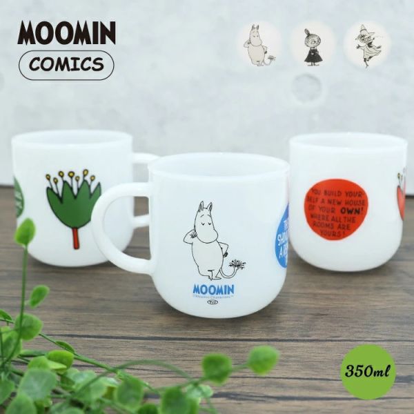 Moomin 花朵乳白耐熱玻璃馬克杯 350ml 