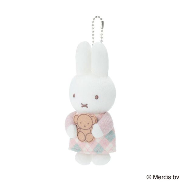 MIFFY CHECK｜菱格紋抱熊絨毛吊飾 