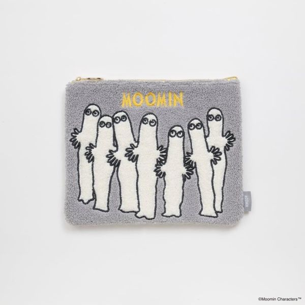 fab 嚕嚕米/溜溜單面刺繡毛絨扁平收納包 