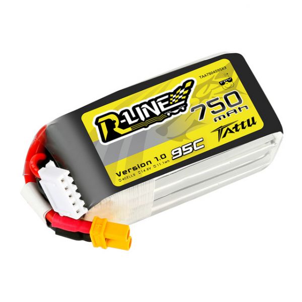 Tattu R-Line 750mAh 14.8V 95C 4S1P Lipo Battery Pack With XT30 Plug \