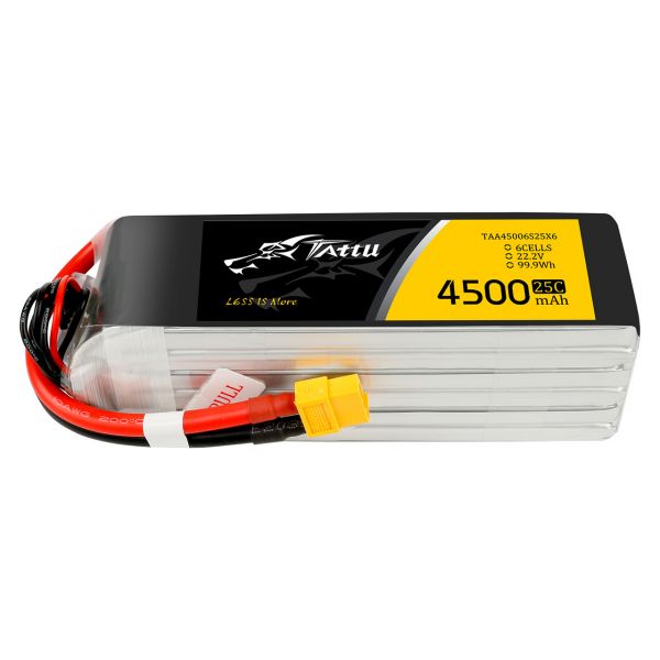 Tattu 4500mAh 22.2V 25C 6S1P Lipo Battery Pack With XT60 Plug 