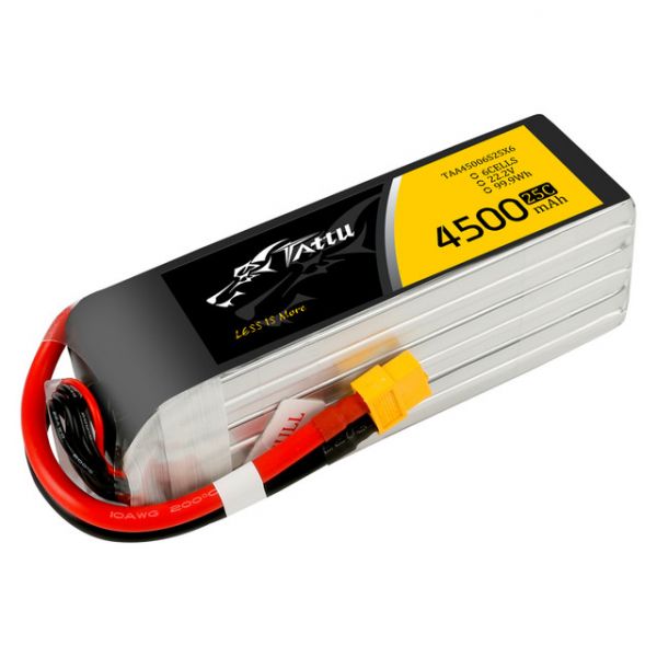 Tattu 4500mAh 22.2V 25C 6S1P Lipo Battery Pack With XT60 Plug 