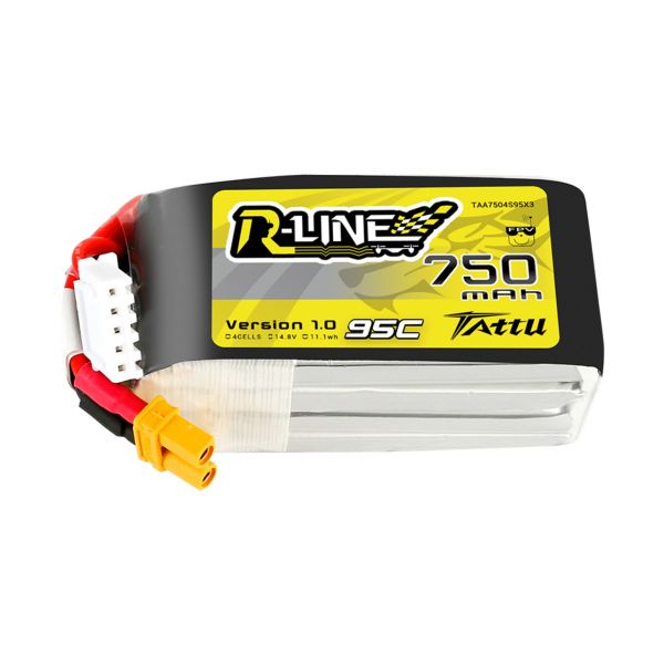 Tattu R-Line 750mAh 14.8V 95C 4S1P Lipo Battery Pack With XT30 Plug \