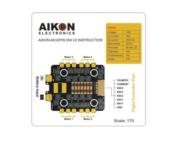 Aikon AK32PIN 35 4IN1 6s V2 Aikon、AK、32PIN、35A、4IN1、6s、V2、AM32,esc,電調,電變