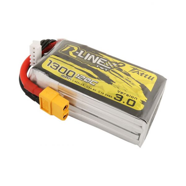 Tattu R-Line Version 3.0 1300mAh 14.8V 120C 4S1P Lipo Battery Pack With XT60 Plug 