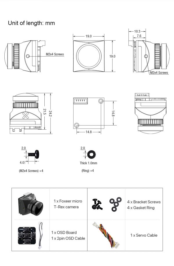 FOXEER T-REX MIRCO 1500TVL LOW LATENCY FPV CAMERA 