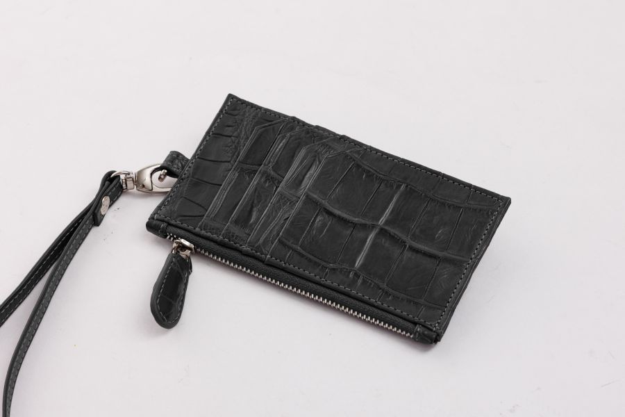 Crocodile card holder with zipper | Genuine leather coin purse | Customized | BLACK Lukbag, Lukbagstudio | 皮夾,側背包,斜背包,肩背包,電腦包,帆布包,時尚包款,禮物首選,男性皮夾,女性包款,中性單品,真皮皮件,手提肩背包