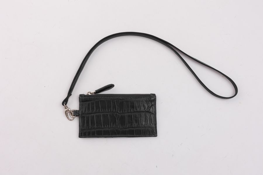 Crocodile card holder with zipper | Genuine leather coin purse | Customized | BLACK Lukbag, Lukbagstudio | 皮夾,側背包,斜背包,肩背包,電腦包,帆布包,時尚包款,禮物首選,男性皮夾,女性包款,中性單品,真皮皮件,手提肩背包