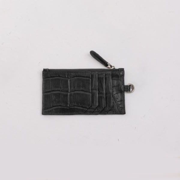 Crocodile card holder with zipper | Genuine leather coin purse | Customized | BLACK Lukbag, Lukbagstudio | 皮夾,側背包,斜背包,肩背包,電腦包,帆布包,時尚包款,禮物首選,男性皮夾,女性包款,中性單品,真皮皮件,手提肩背包