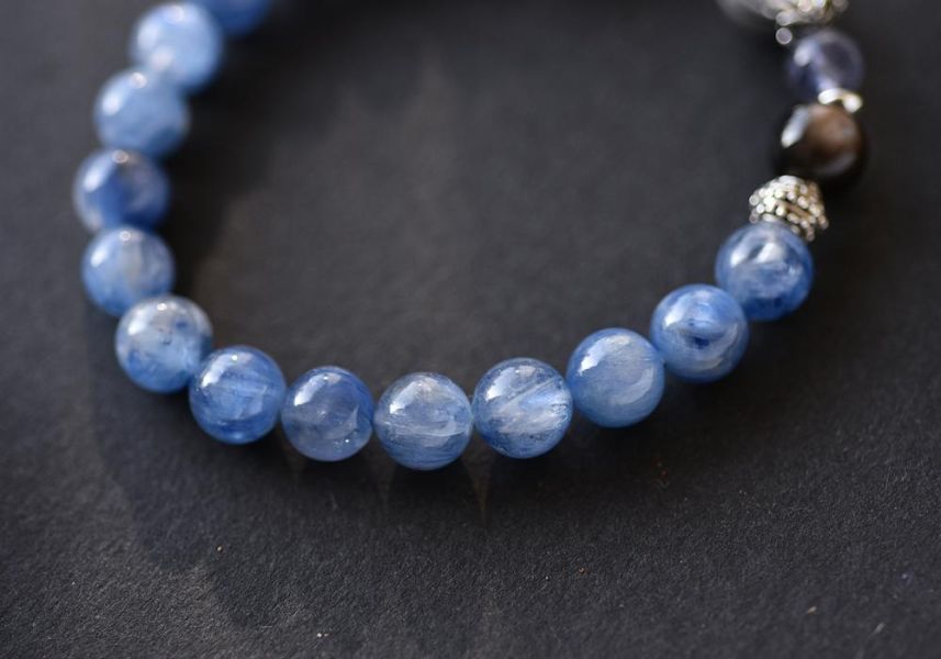 藍晶石+銀曜石+堇青石純銀手鍊 藍晶石,銀曜石,堇青石,手鍊,水晶,水晶手鍊