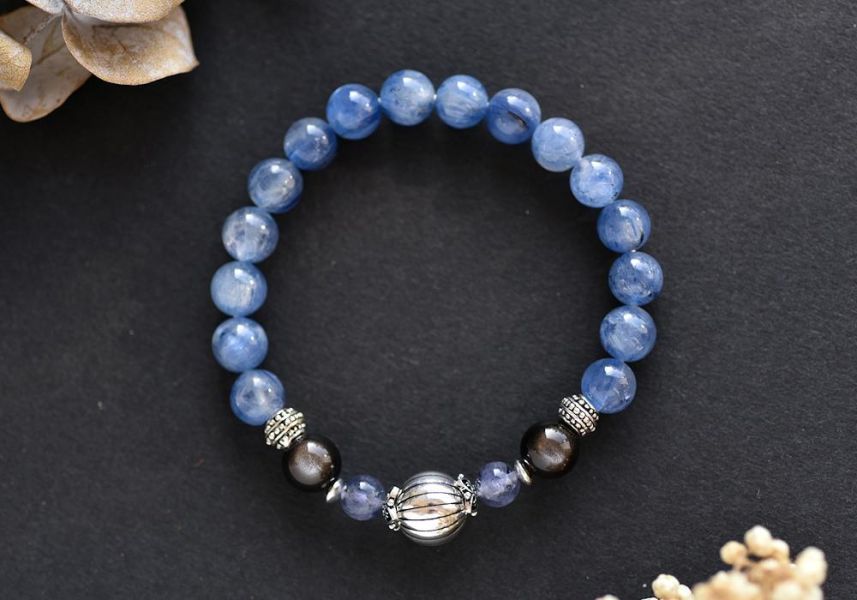 藍晶石+銀曜石+堇青石純銀手鍊 藍晶石,銀曜石,堇青石,手鍊,水晶,水晶手鍊