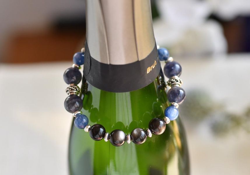 銀曜石+藍晶石+堇青石純銀手鍊 銀曜石,藍晶石,堇青石,水晶手鍊,水晶,手鍊