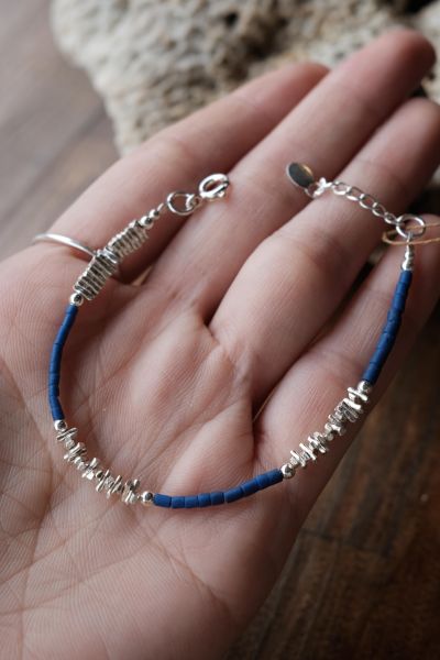 深海之徑 ｜青金石與純銀碎片手鍊 #純銀項鍊 #錐形墜飾純銀項鍊