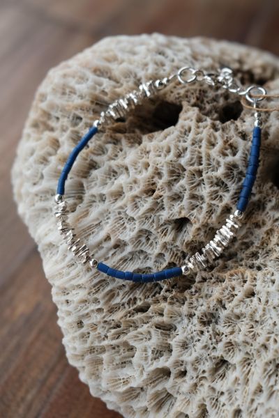 深海之徑 ｜青金石與純銀碎片手鍊 #純銀項鍊 #錐形墜飾純銀項鍊