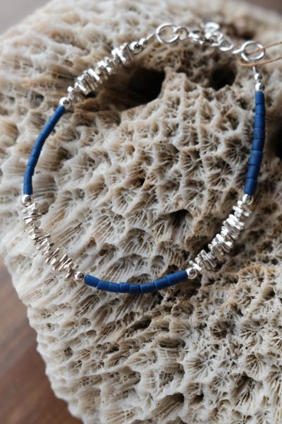 深海之徑 ｜青金石與純銀碎片手鍊 #純銀項鍊 #錐形墜飾純銀項鍊