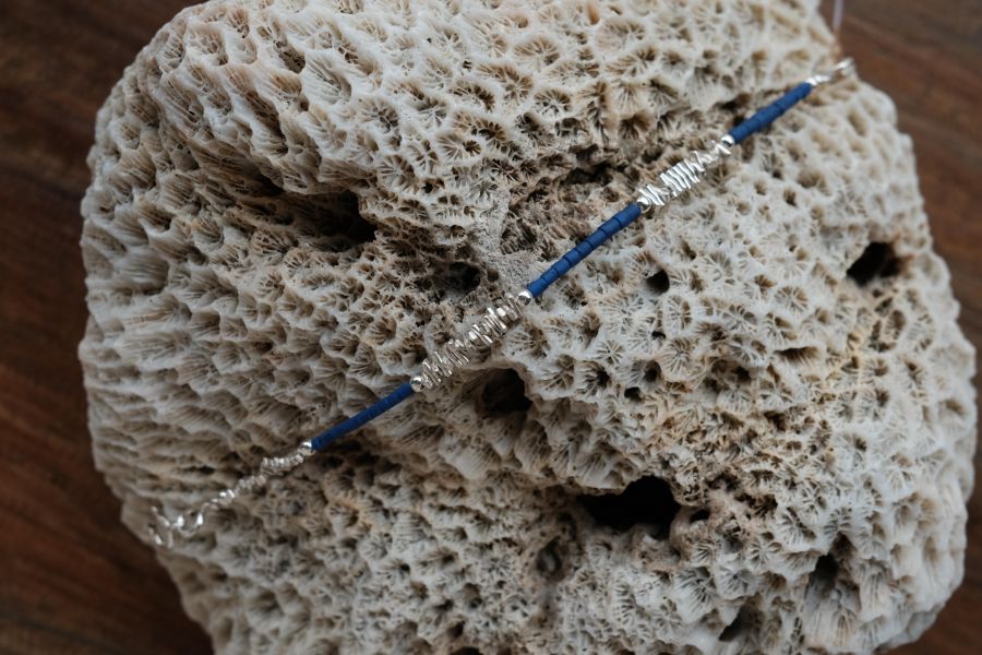 深海之徑 ｜青金石與純銀碎片手鍊 #純銀項鍊 #錐形墜飾純銀項鍊