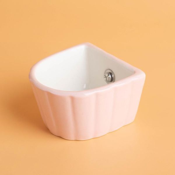 (粉/藍)迷你陶瓷籠掛食盆 