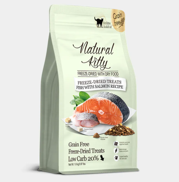自然小貓無穀凍乾糧1.8KG鮮魚佐鮭魚 