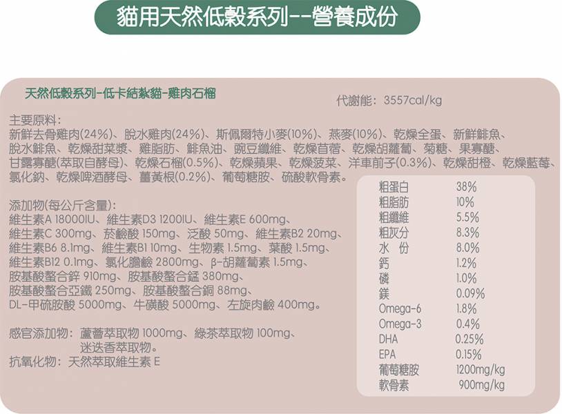 法米納LC-4低穀低卡結紮貓雞肉石榴 
