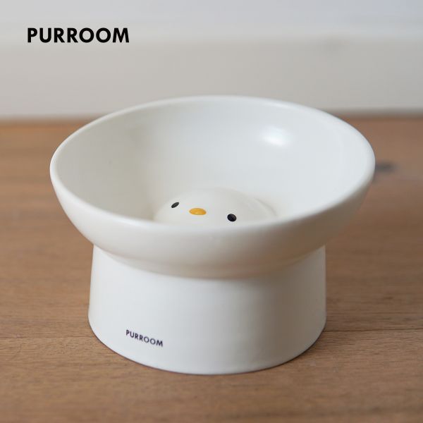 PURROOM陶瓷小雞湯圓貓碗-碗口直徑14cm 