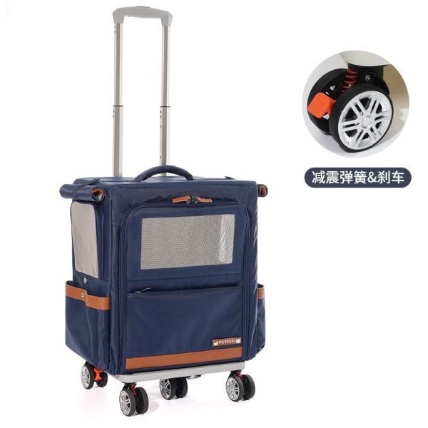 Petseek加大牛津布兩用拉桿包(藍) 