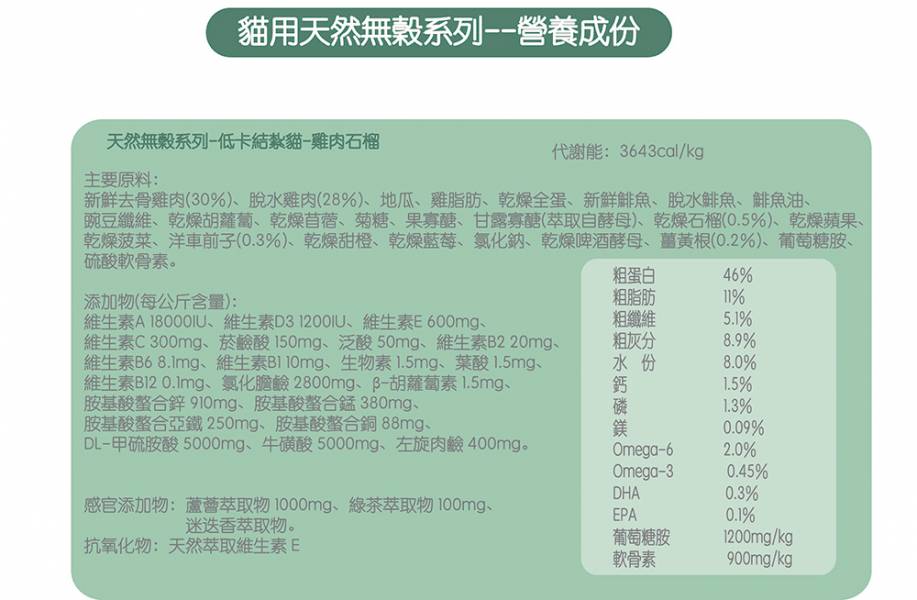 法米納貓GC-6無穀低卡結紮貓-雞肉石榴 