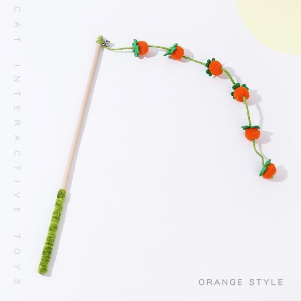 木桿毛氈果實逗貓棒47cm(不分色隨機出貨) 