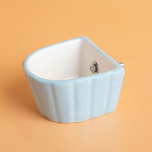 (粉/藍)迷你陶瓷籠掛食盆 