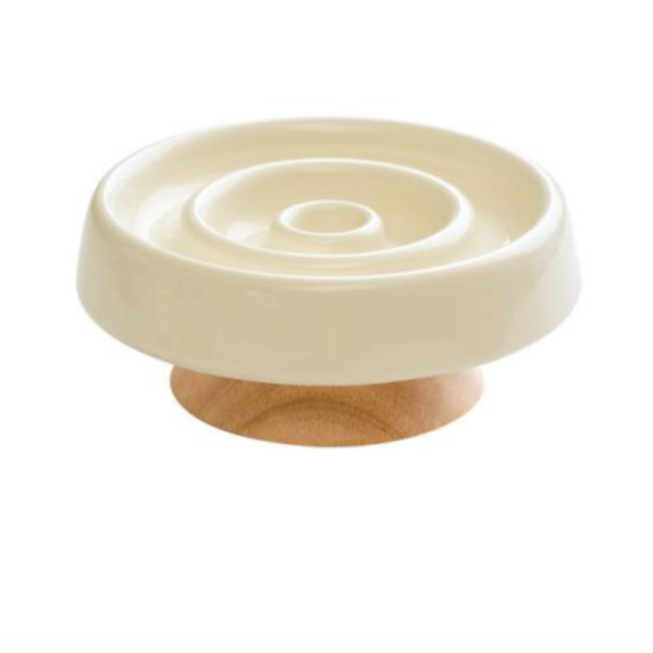 圓圈慢食陶瓷碗15.5CM+木座(不分色) 