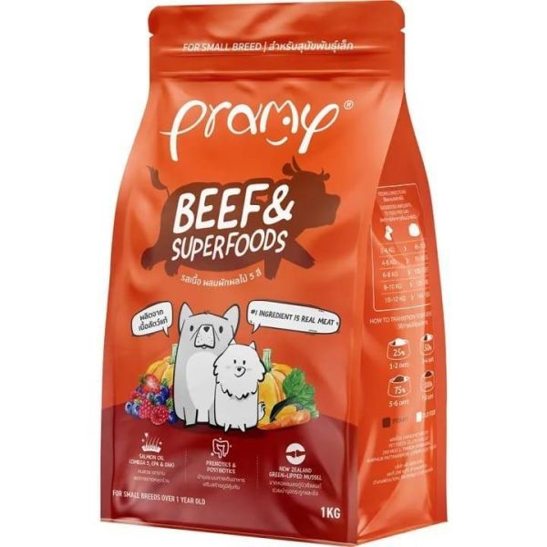 Pramy沛米爆肉糧犬1kg牛肉+綠唇貽貝 