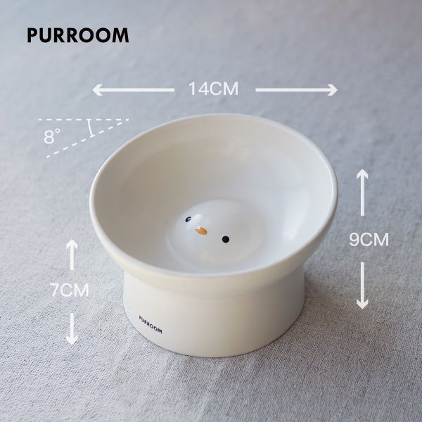 PURROOM陶瓷小雞湯圓貓碗-碗口直徑14cm 