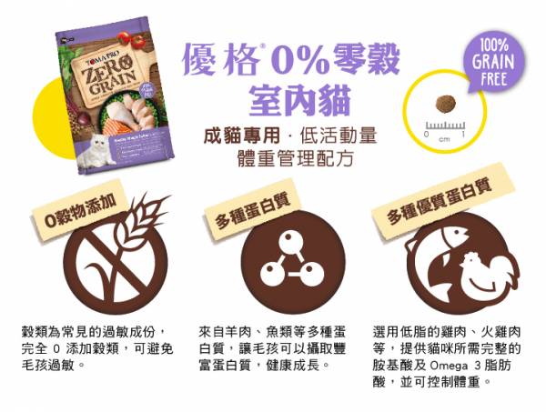 優格零穀 室內貓體控管理 成貓專用雞肉配方 