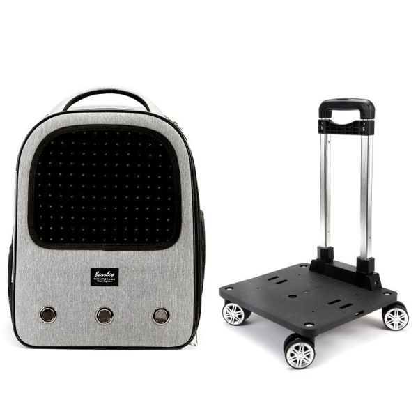 1522鐵米灰/粉橘雙肩包+拉桿 