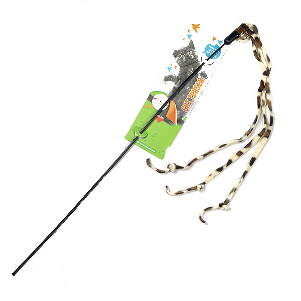 AC豹紋3束逗貓棒45cm 