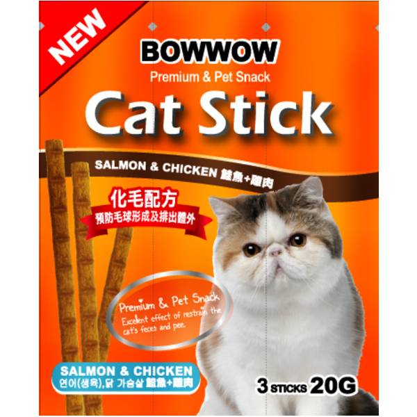 BOWWOW貓肉條貓咪化毛點心20g/3入 