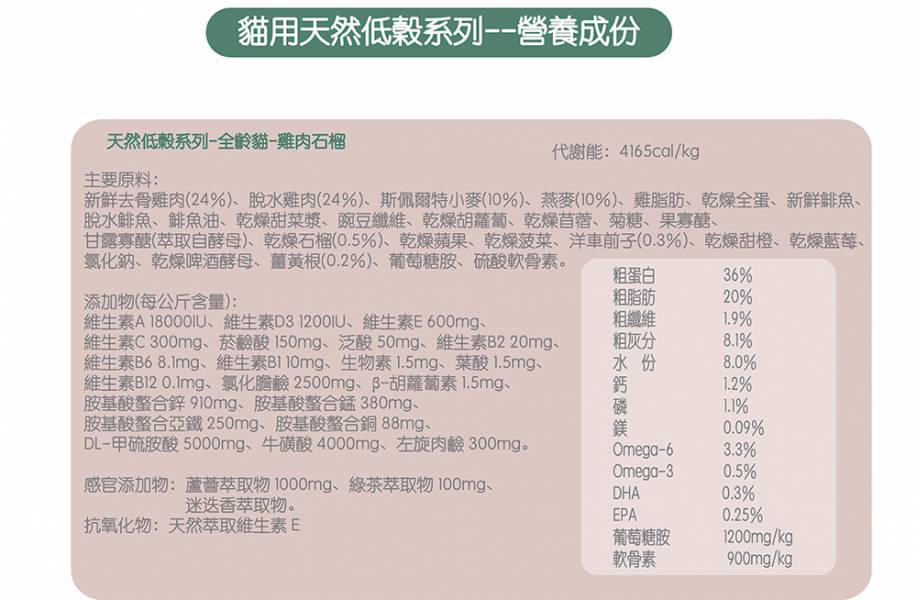 法米納貓LC-1低穀全齡雞肉石榴 