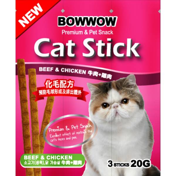 BOWWOW貓肉條貓咪化毛點心20g/3入 