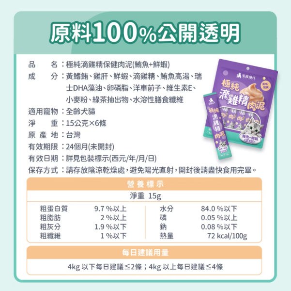 毛孩時代極純滴雞精保健肉泥 