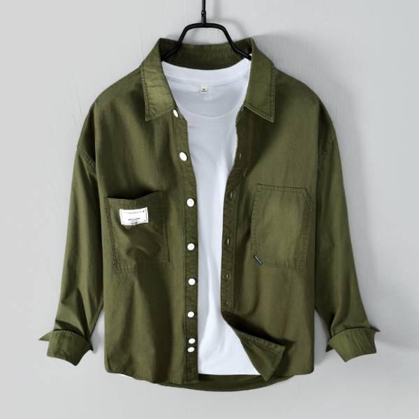 寬版工業風長袖襯衫 透氣棉麻服飾,親膚涼爽,輕量通風,適合夏日穿著,復古衣著,休閒服飾,清涼透氣,日系風格,簡約服飾,男裝