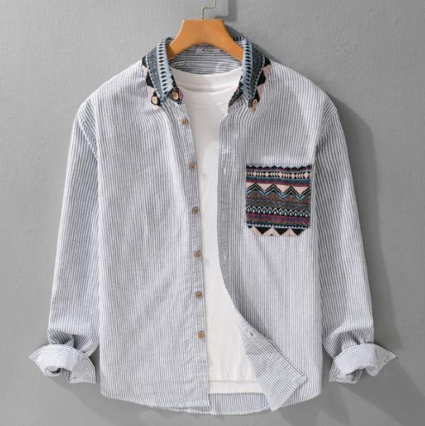 民族風長袖襯衫(2色) 春夏必備花襯衫,週末出遊花襯衫,通勤襯衫,上班襯衫,約會穿搭襯衫,休閒襯衫,簡約襯衫,質感穿搭,文青風,極簡百搭,通勤,日常都好穿,極簡穿搭首選,男裝,親膚涼爽,輕量通風,適合夏日穿著,襯衫,花襯衫,長袖襯衫,短袖襯衫,質感,簡約,外套,襯衫式外套,長袖上衣,襯衫,格紋襯衫,牛仔襯衫,寬鬆襯衫,秋冬必備花襯衫,長袖襯衫