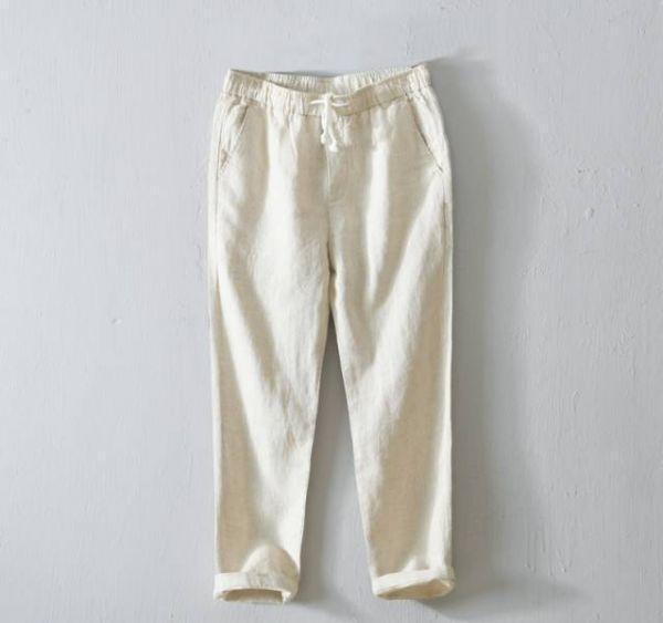 鬆緊腰圍直筒9分褲(2色) 透氣棉麻服飾,親膚涼爽,輕量通風,適合夏日穿著,復古衣著,休閒服飾,清涼透氣,日系風格,簡約服飾,男裝