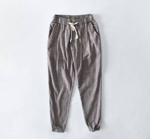 鬆緊腰圍休閒束口褲(6色) 透氣棉麻服飾,親膚涼爽,輕量通風,適合夏日穿著,復古衣著,休閒服飾,清涼透氣,日系風格,簡約服飾,男裝,適合春秋穿著