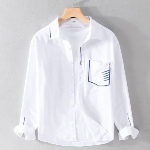 簡約塗鴉長袖襯衫(2色) 透氣棉麻服飾,親膚涼爽,輕量通風,適合夏日穿著,復古衣著,休閒服飾,清涼透氣,日系風格,簡約服飾,男裝,秋冬穿著,中性服飾,春夏穿著