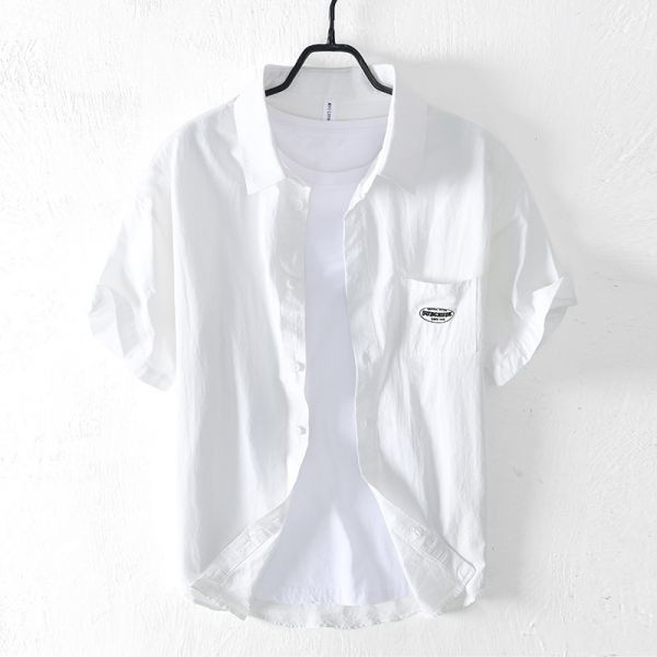 棉質工裝單口袋襯衫 透氣棉麻服飾,親膚涼爽,輕量通風,適合夏日穿著,復古衣著,休閒服飾,清涼透氣,日系風格,簡約服飾,男裝,秋冬穿著,中性服飾,春夏穿著