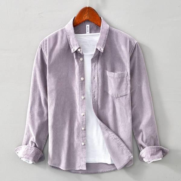 燈芯絨單口袋襯衫(2色) 透氣棉麻服飾,親膚涼爽,輕量通風,適合夏日穿著,復古衣著,休閒服飾,清涼透氣,日系風格,簡約服飾,男裝,適合春秋穿著