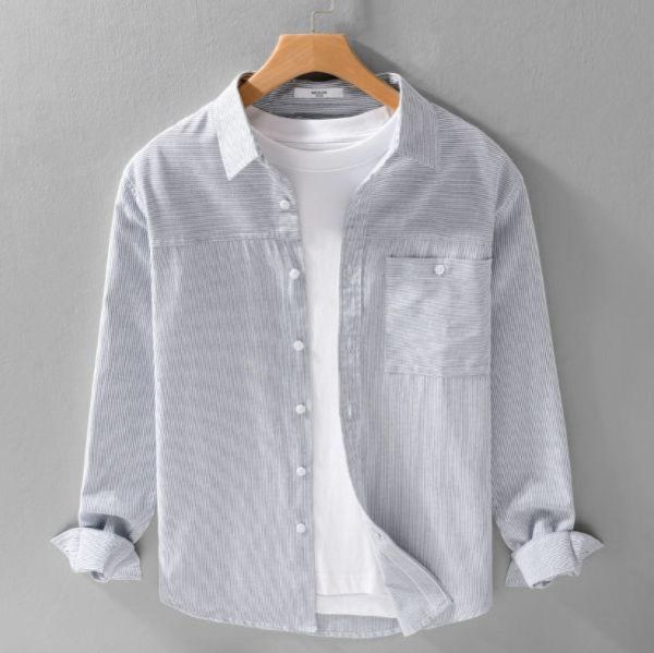 牛津條紋長袖襯衫(3色) 透氣棉麻服飾,親膚涼爽,輕量通風,適合夏日穿著,復古衣著,休閒服飾,清涼透氣,日系風格,簡約服飾,男裝,秋冬穿著,中性服飾,春夏穿著,套裝,襯衫,長褲,長袖襯衫,短袖襯衫,西裝褲,長袖,外套,質感,簡約,外套,襯衫式外套